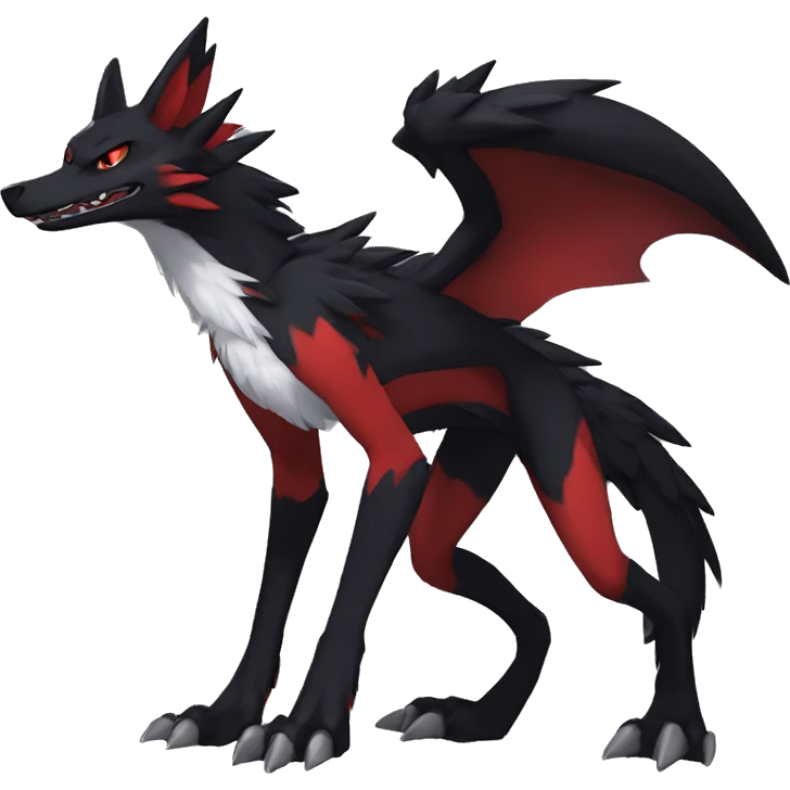 Anthro cool edgy black red nargacuga sergal animal hybrid Fakemon full body emoji