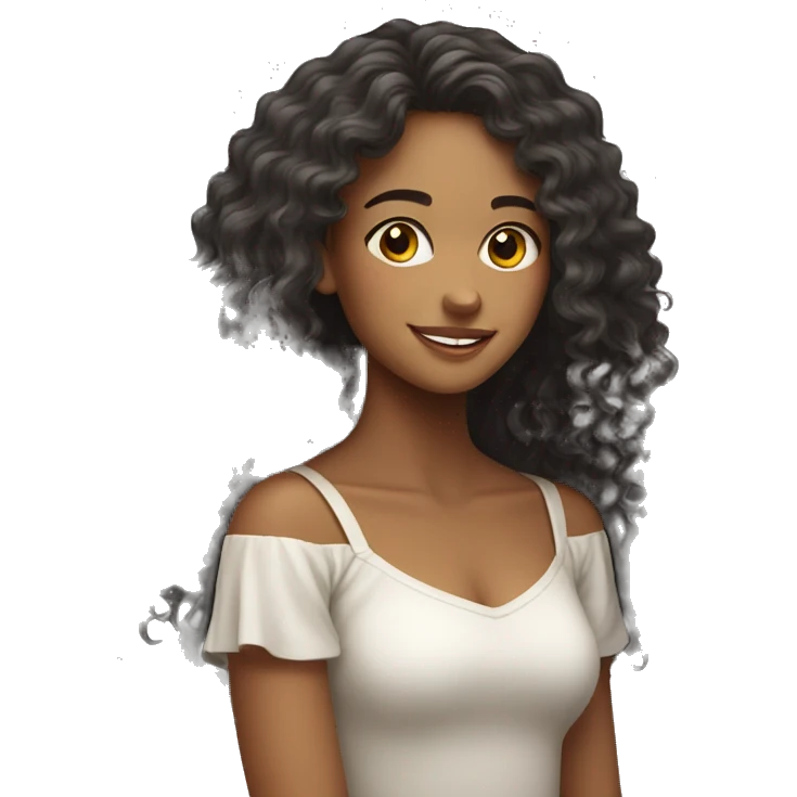 Brazilian young pretty women with a long curly hair  emoji