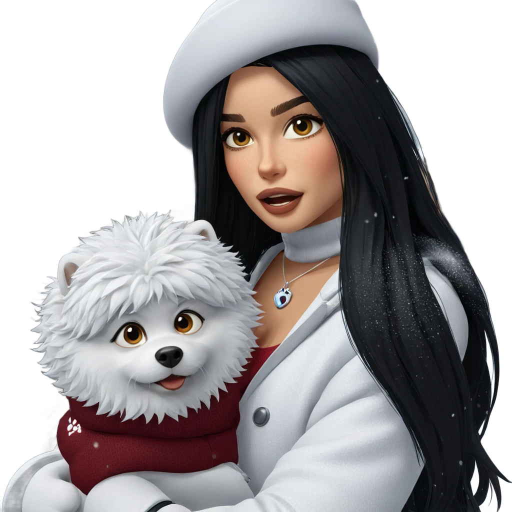 girl with dog in snow emoji