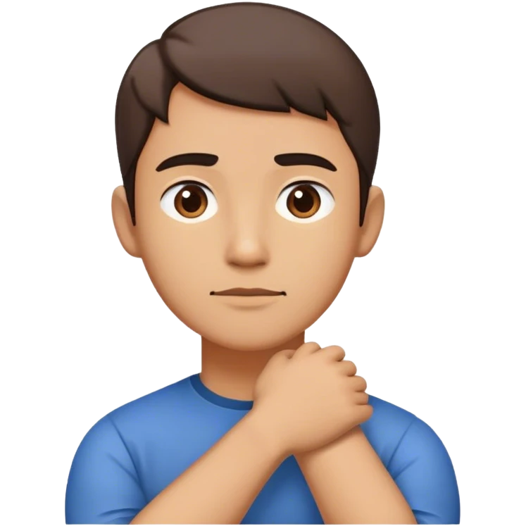someone folding there arms by the chin. with a sigma face emoji
