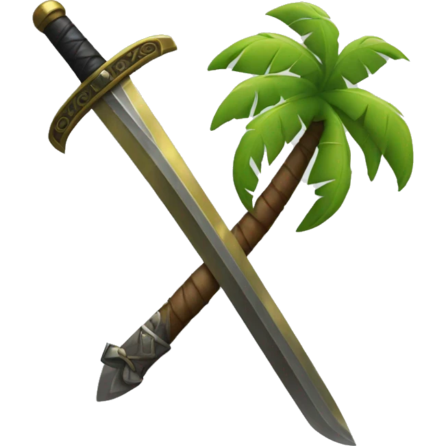 Two swords and a palm tree emoji