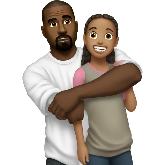 kanye west and his daughter rapping  emoji