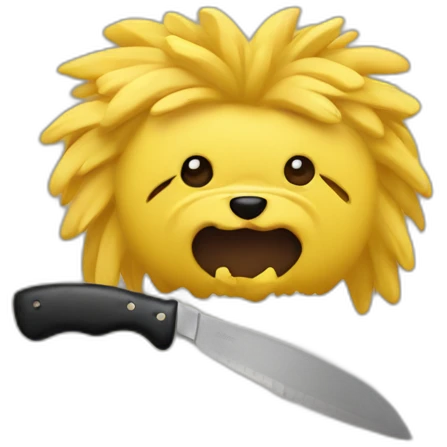 Yellow yorkshire with a knife in the mouth emoji