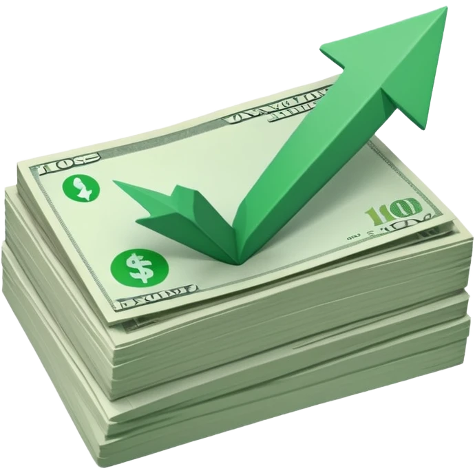 stack of bills facing up with a big green tick in the background emoji