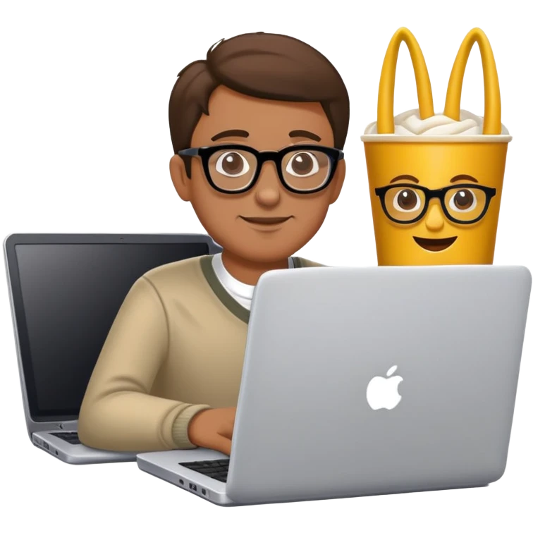man on laptop in mc donalds emoji