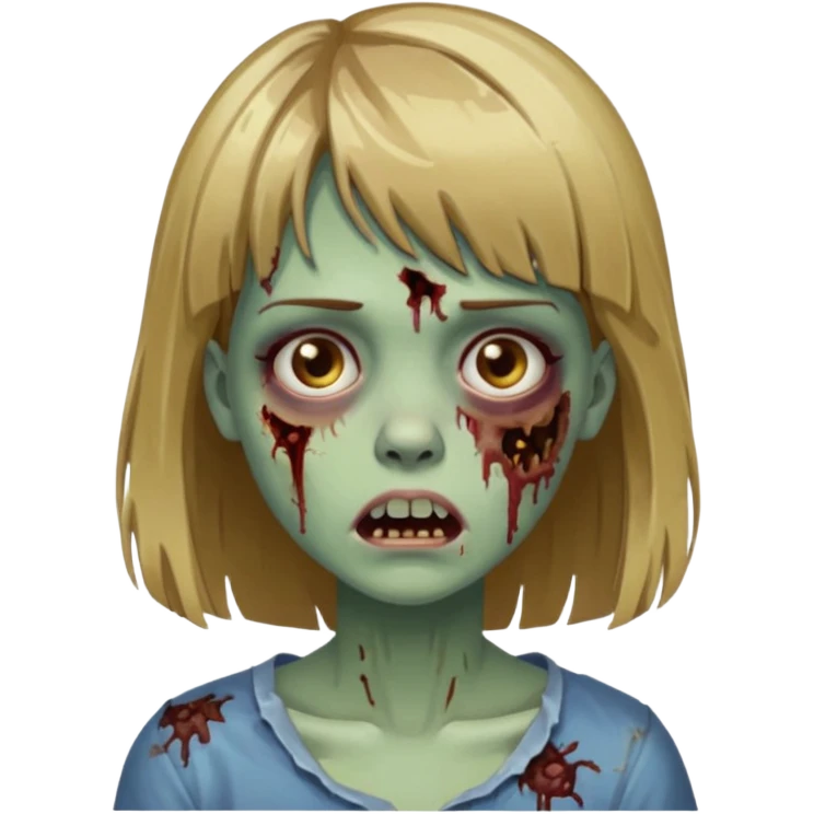 faça uma garota zumbi de cabelo castanho com mechas loiras e com franja emoji