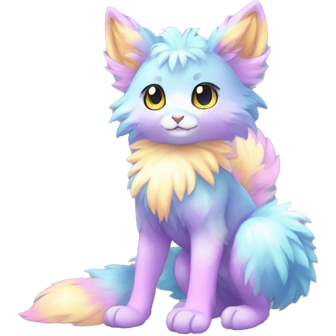 Shiny Sparkly Colorful Pastel Fluffy beautiful fantasy Kawaii Ethereal Anthro Sona Fakemon-animal Full Body emoji