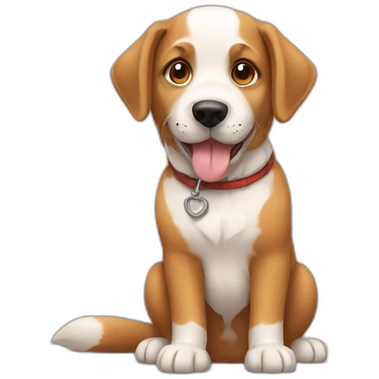 Chien avec un chat emoji