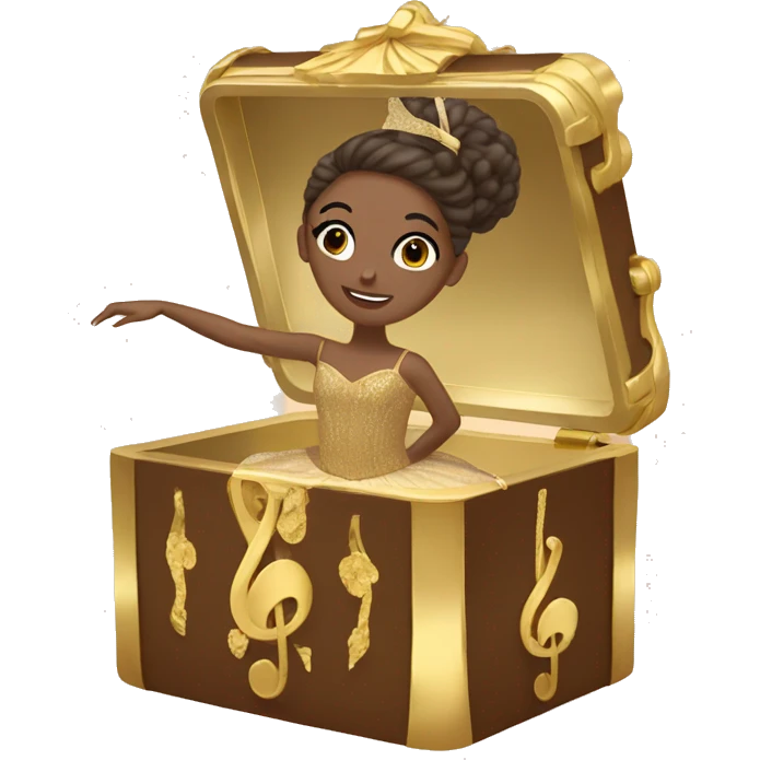  brown ballerina in a gold music box emoji