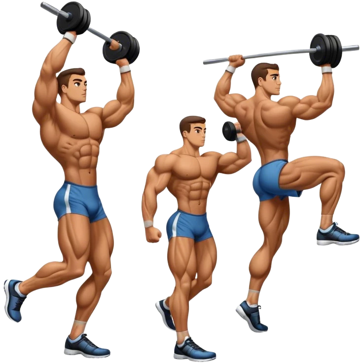 side-view bodybuilder on tip-toes performing weighted calf-raise emoji