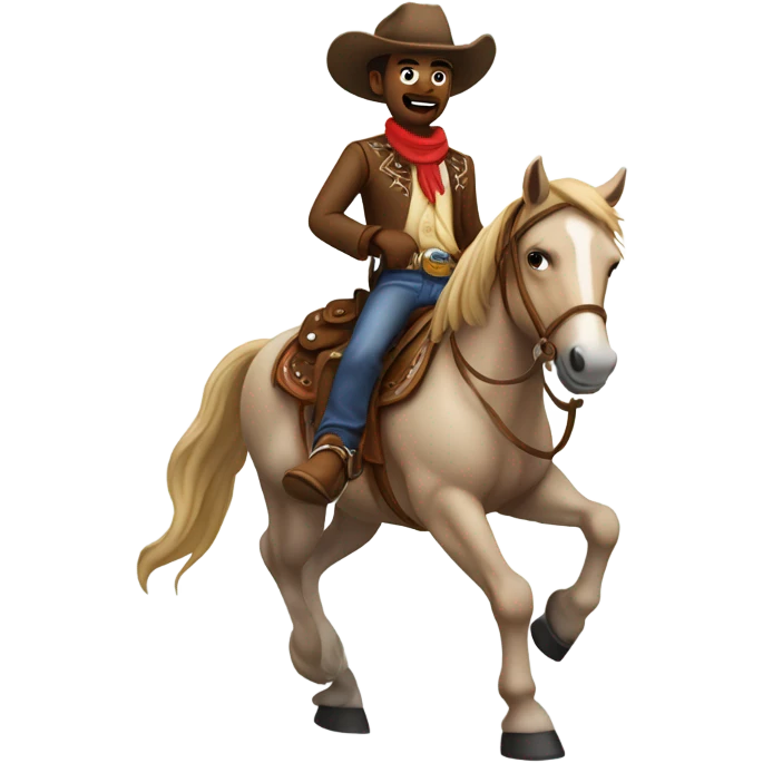 A cowboy riding a horse emoji