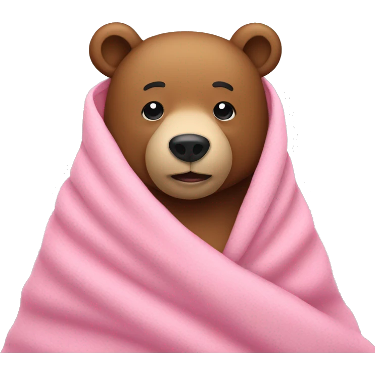 bear wrapped in pink blanket emoji