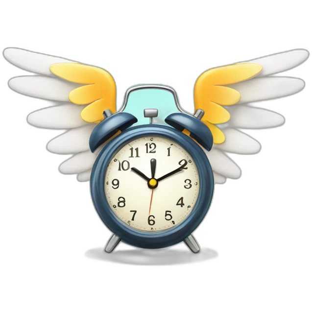 Alarm clock with wings flying emoji