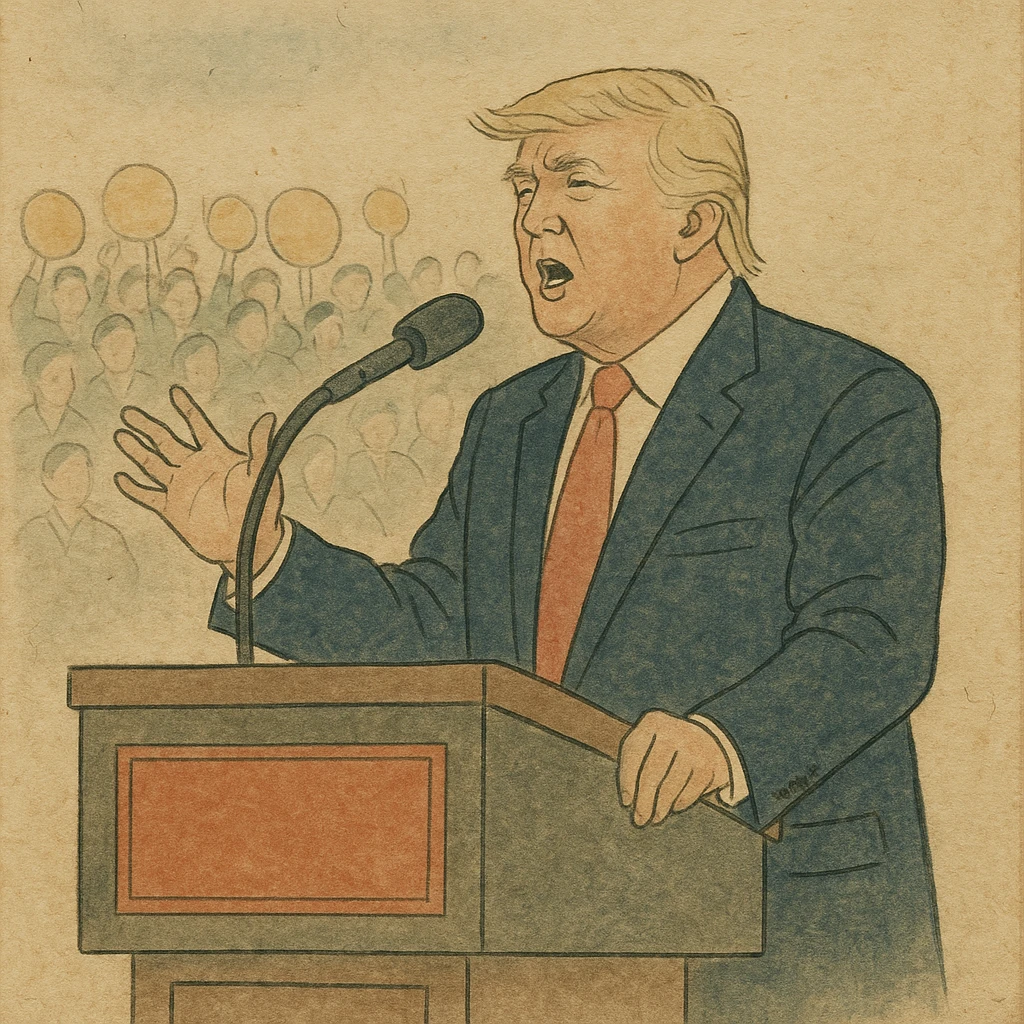 Donald Trump speaking at a rally emoji