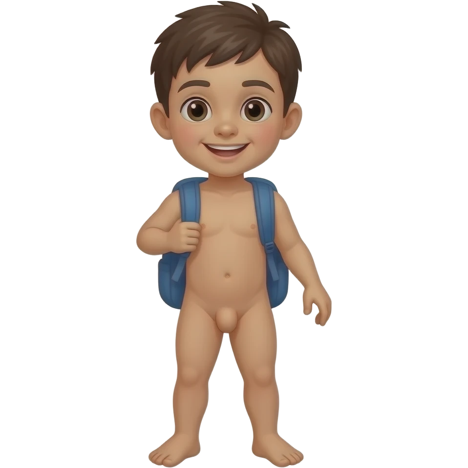 Naked kid boy with penis full body playing at recess emoji
