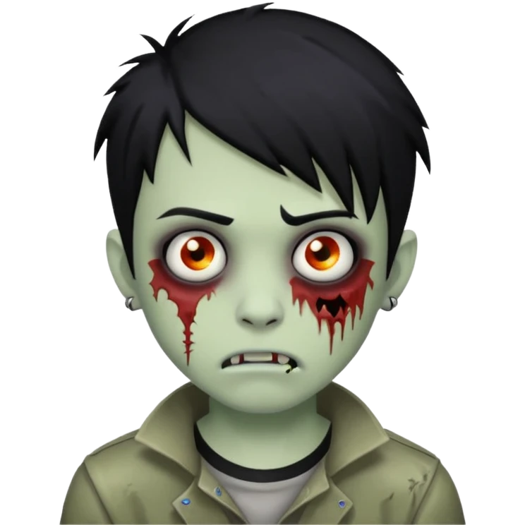 boy zombie with black hair emo and piercing on eyebrow  emoji