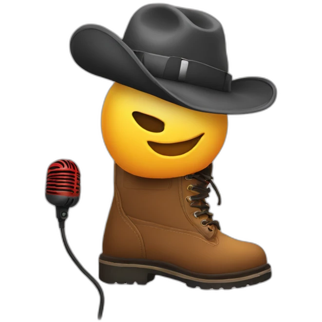 hat, boots, microphone emoji