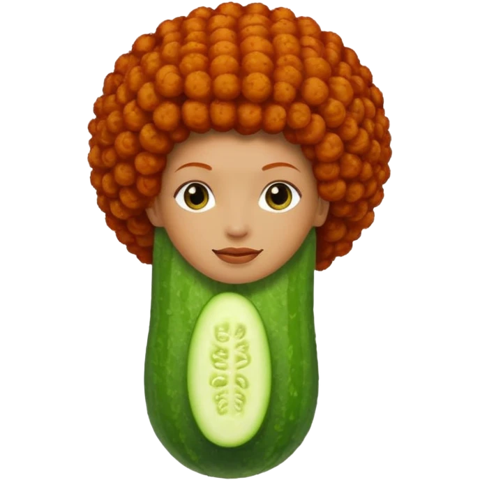 cucumber with redhead afro hair on it, no human face emoji