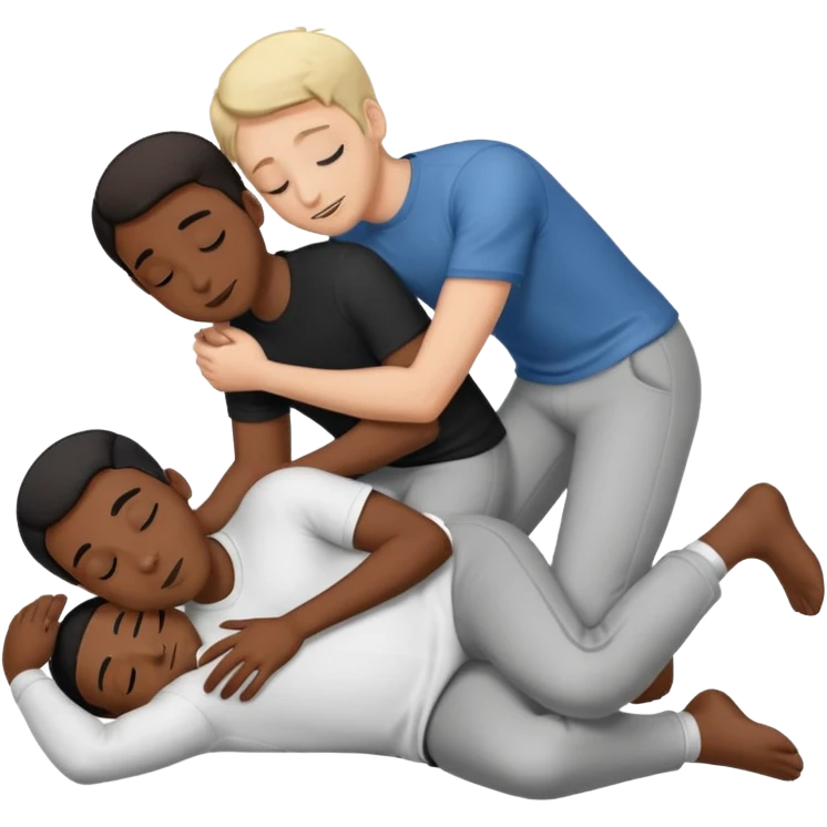 Full body view 2 naked male White and black,  making out. In the floor spooning  emoji