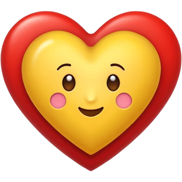 قلب اصفر ف احمر  emoji