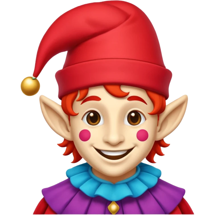 jester in colorful costume, playful and cheerful, Puy du Fou theme park emoji emoji