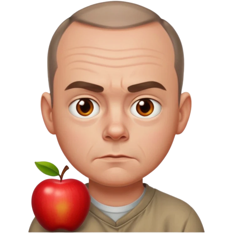 Carl from Sling Blade, serious face, apple style emoji emoji