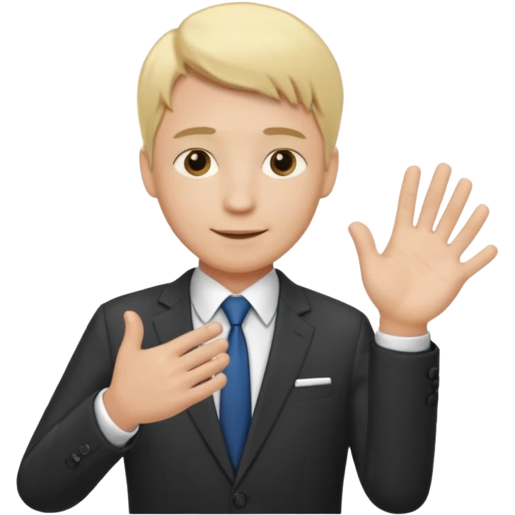 consulting man with hand with white skin and blonde hair helping emoji