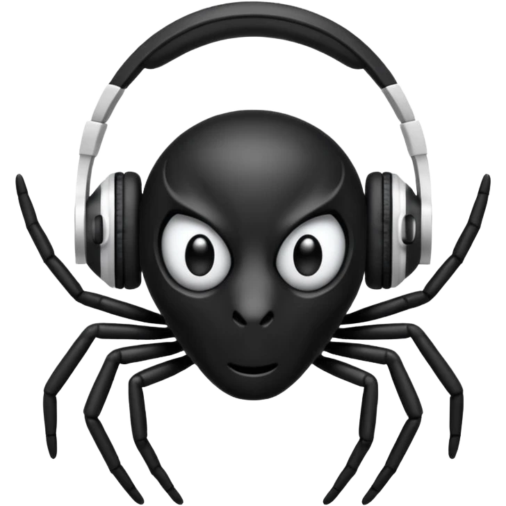 A black spider with white headphones emoji