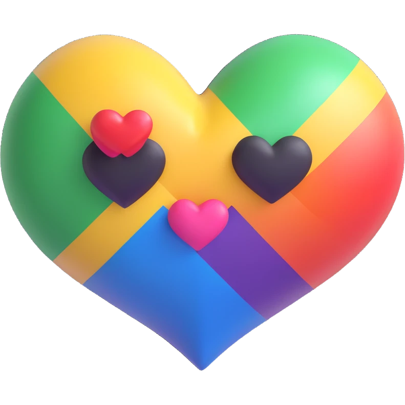 rainbow pride heart, 3D emoji style, no text emoji