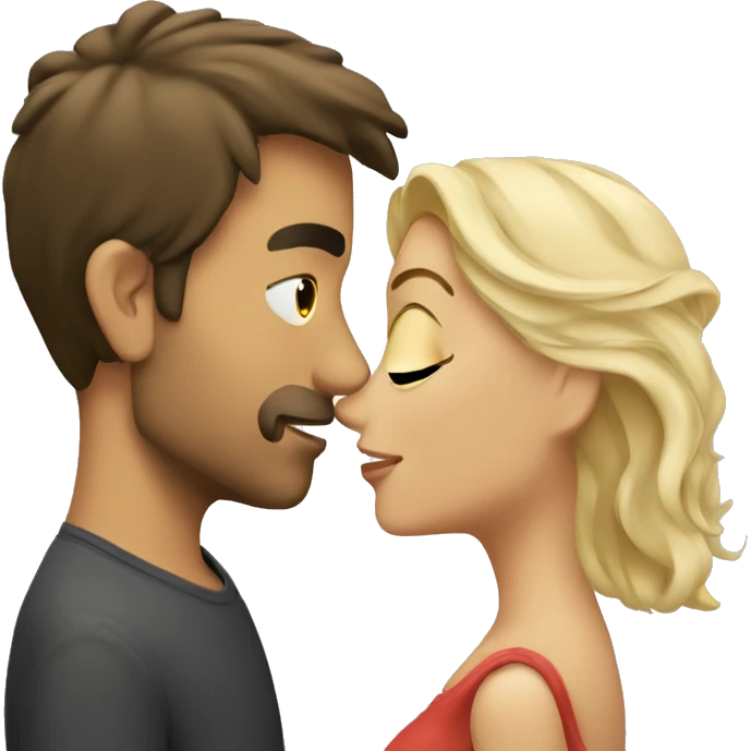 Brunet man kiss blond woman  emoji