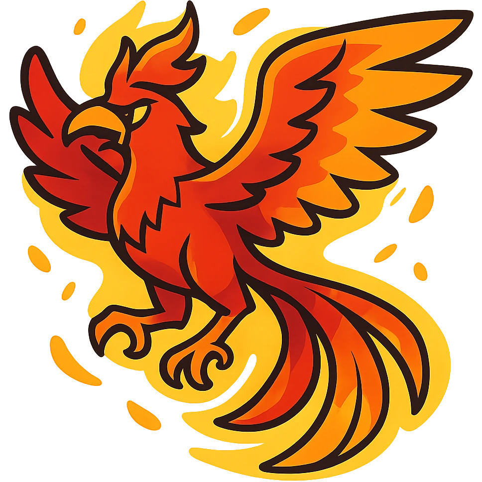 phoenix in dynamic pose with glowing effect emoji