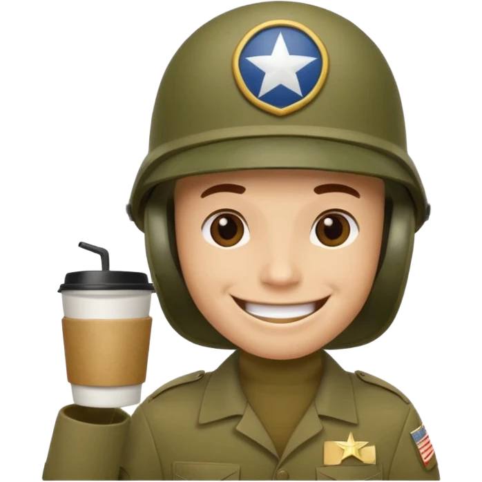 Tassae de cafe anthropomorphe style soldat americain ww2 emoji