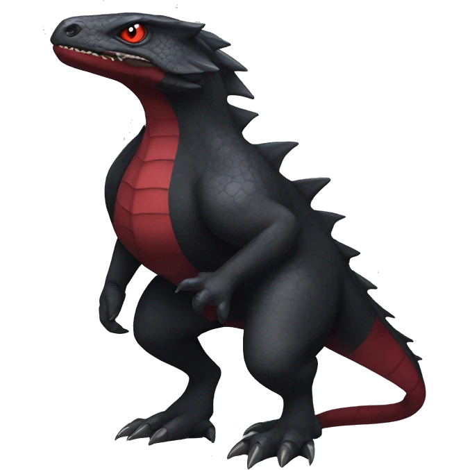 cool edgy black and dark-red Dark-type nargacuga reptile Pokémon full body emoji