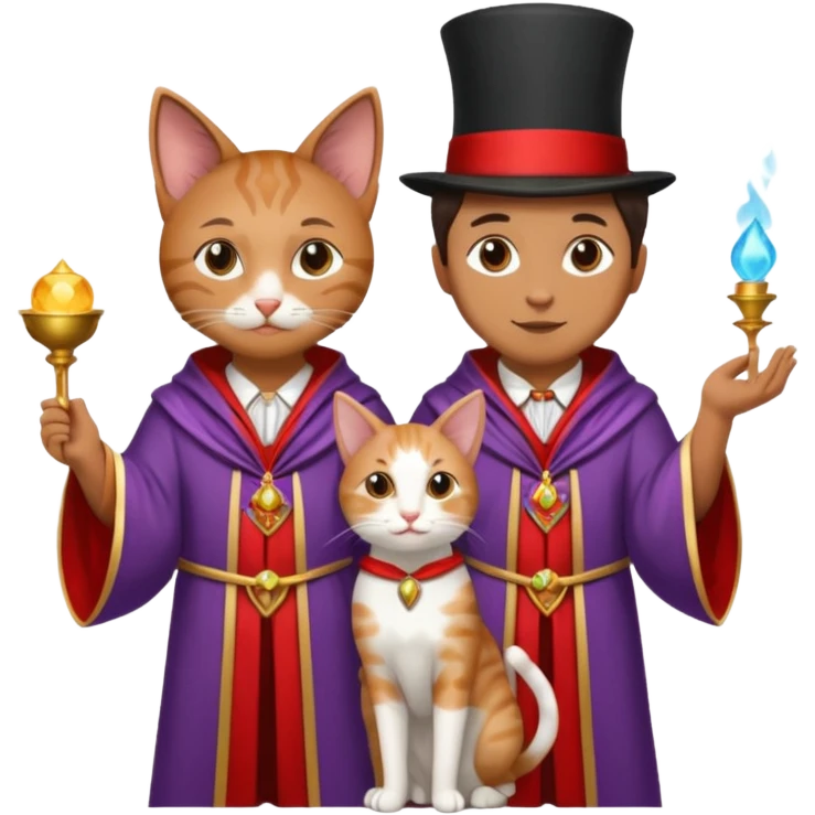 magician couple and their pet cat emoji