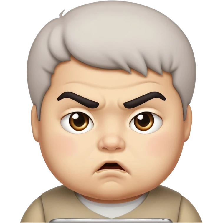 A fat Persian kid using his iPad angrily emoji