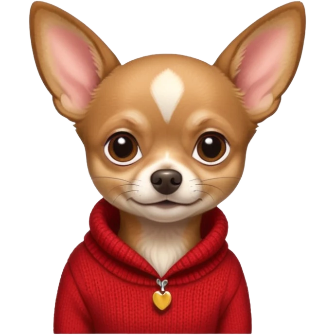 Dark Tan deer-head chihuahua sitting wearing a sweater emoji