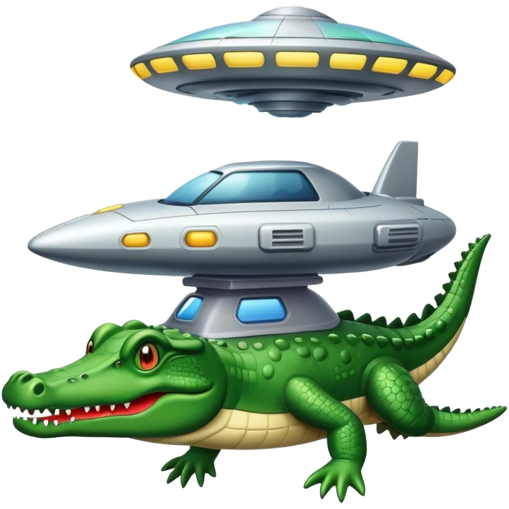 crocodile in a UFO spaceship emoji