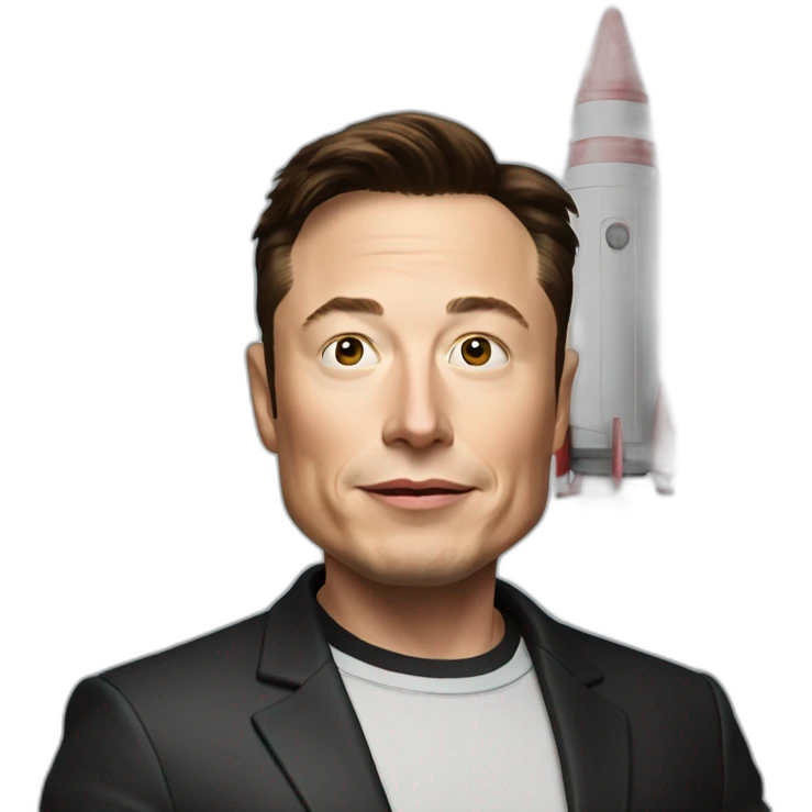 Elon Musk with rocket in hand emoji