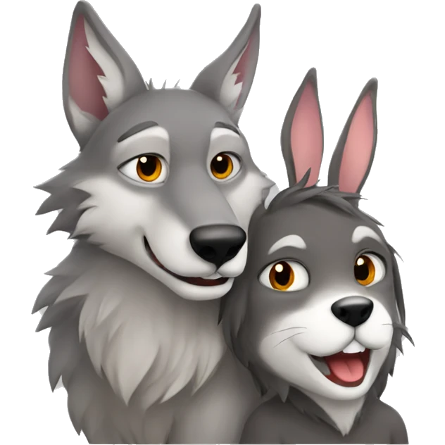 Wolf and rabbit in love  emoji