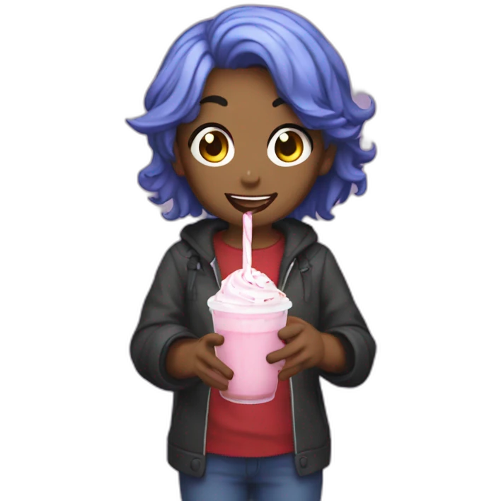 Yandere dev holding a glass of icing emoji