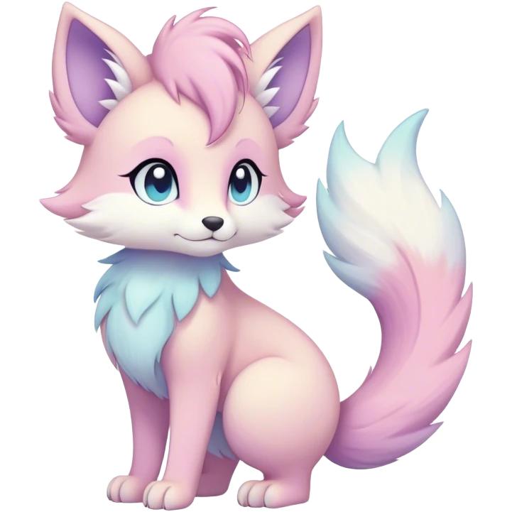 Kawaii bright fantasy ethereal anthro fursona Fakemon with tufted tail  emoji