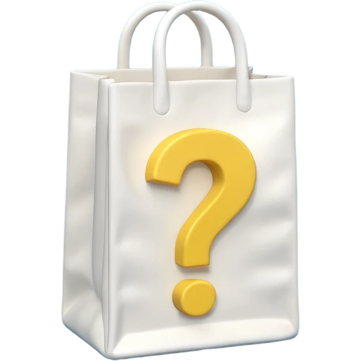 White bag with yellow questions mark boxes stuffed in it emoji
