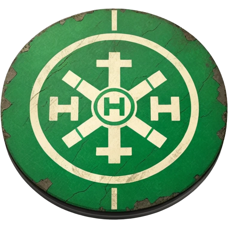 a helipad with a green surface and an H in the center emoji