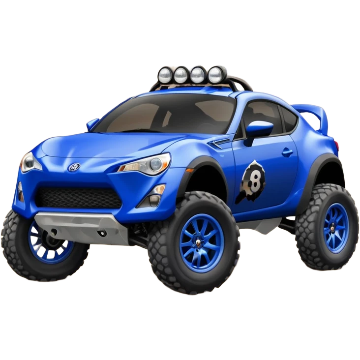 2013 scion fr-s ultramarine off road 4wd monster Baja dessert racer number 86 with large silver wheels  emoji