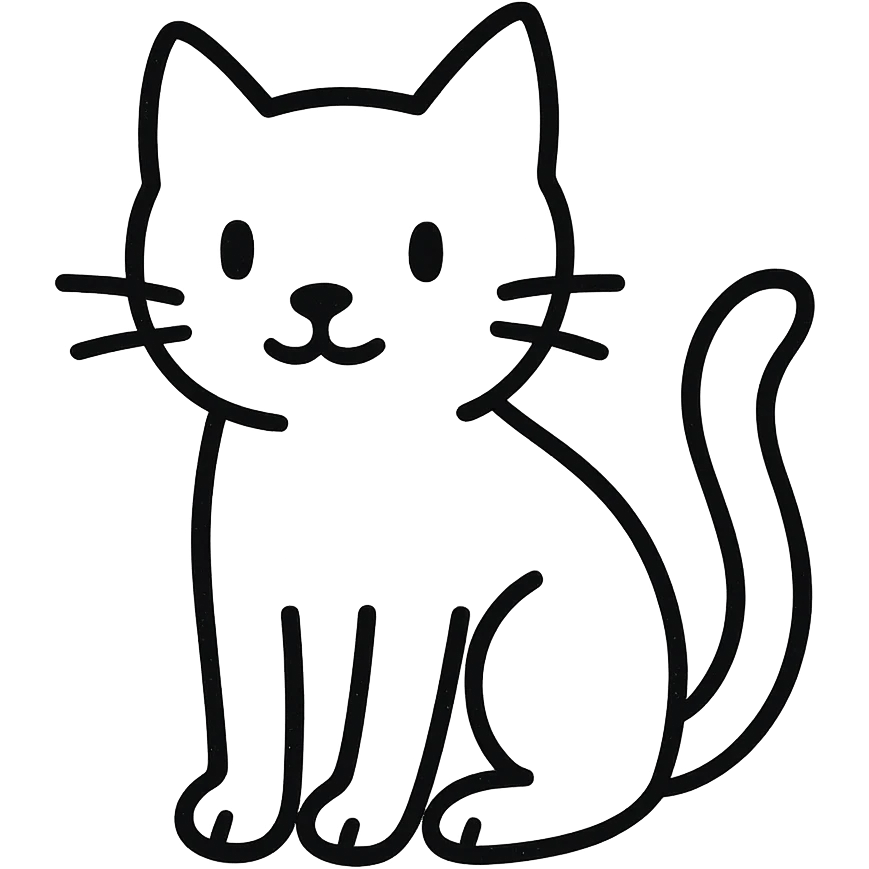 hand-drawn outlined icon of a cat, black outlines, no fill, no color emoji