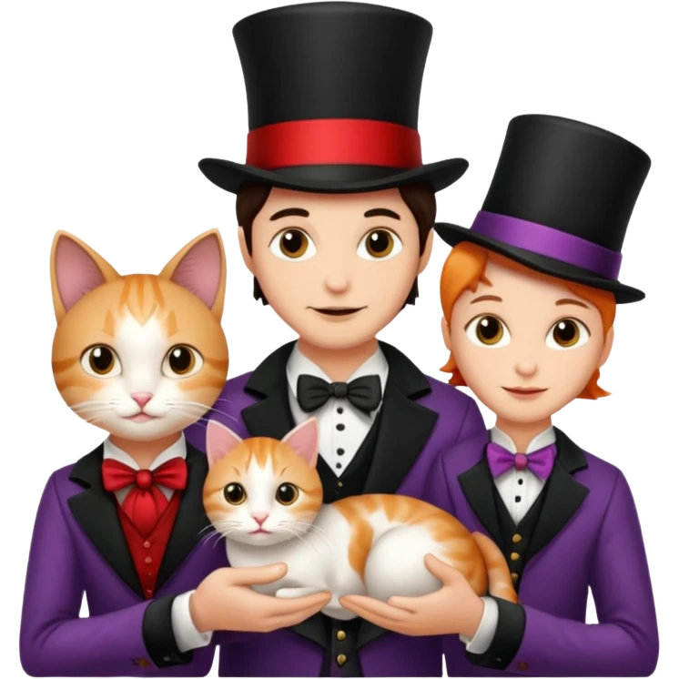 magician couple and their pet cat emoji