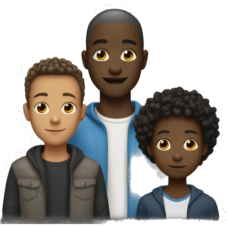 Black mon, white dad, black teen boy, black 7 year old black boy emoji
