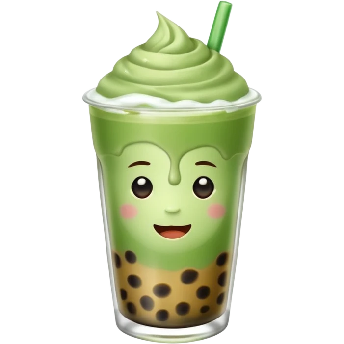 matcha latte with boba and ice without sticks and add a lil coffee  emoji