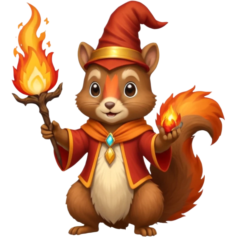 wizard squirrel summoning fire emoji
