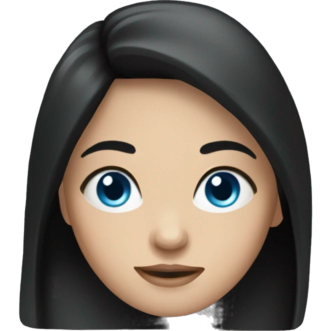 Woman, long black hair, fair skin, blue eyes emoji